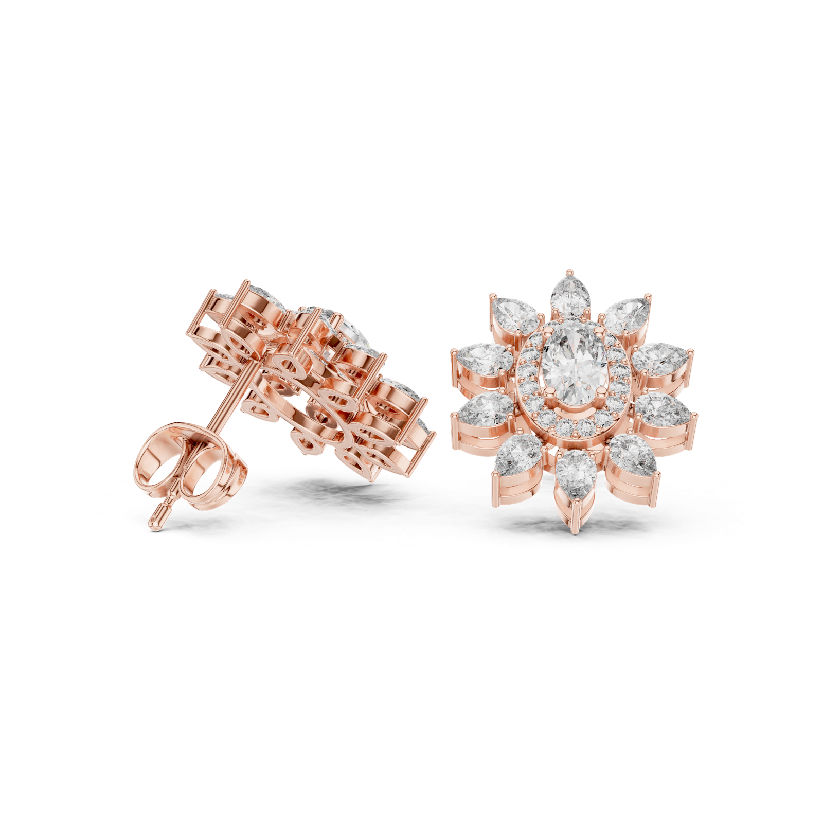 Gold Earrings AGDER-270, Rose Gold, view 1