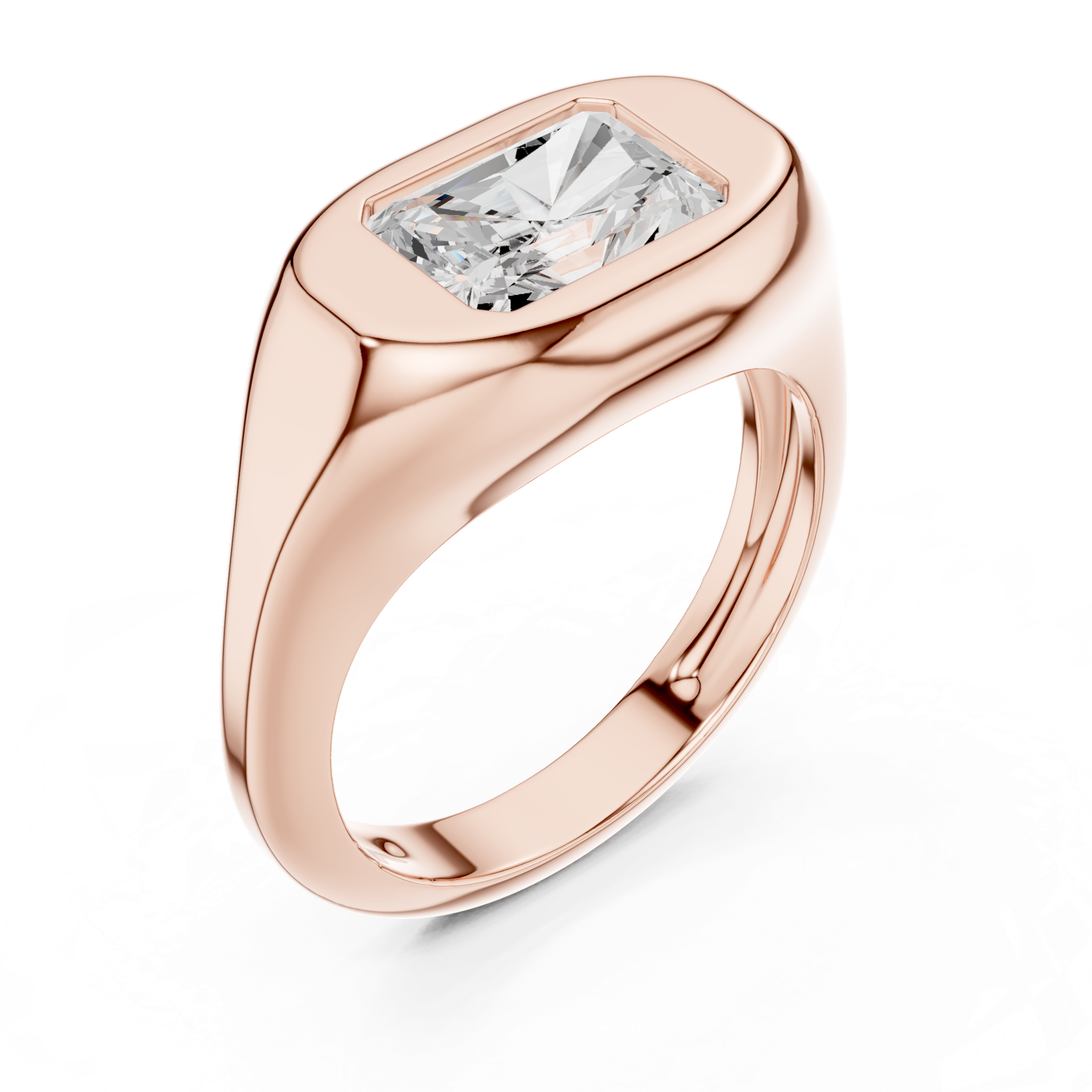 Gold Jewelry L36-4, Radiant center stone, Rose Gold, view 2