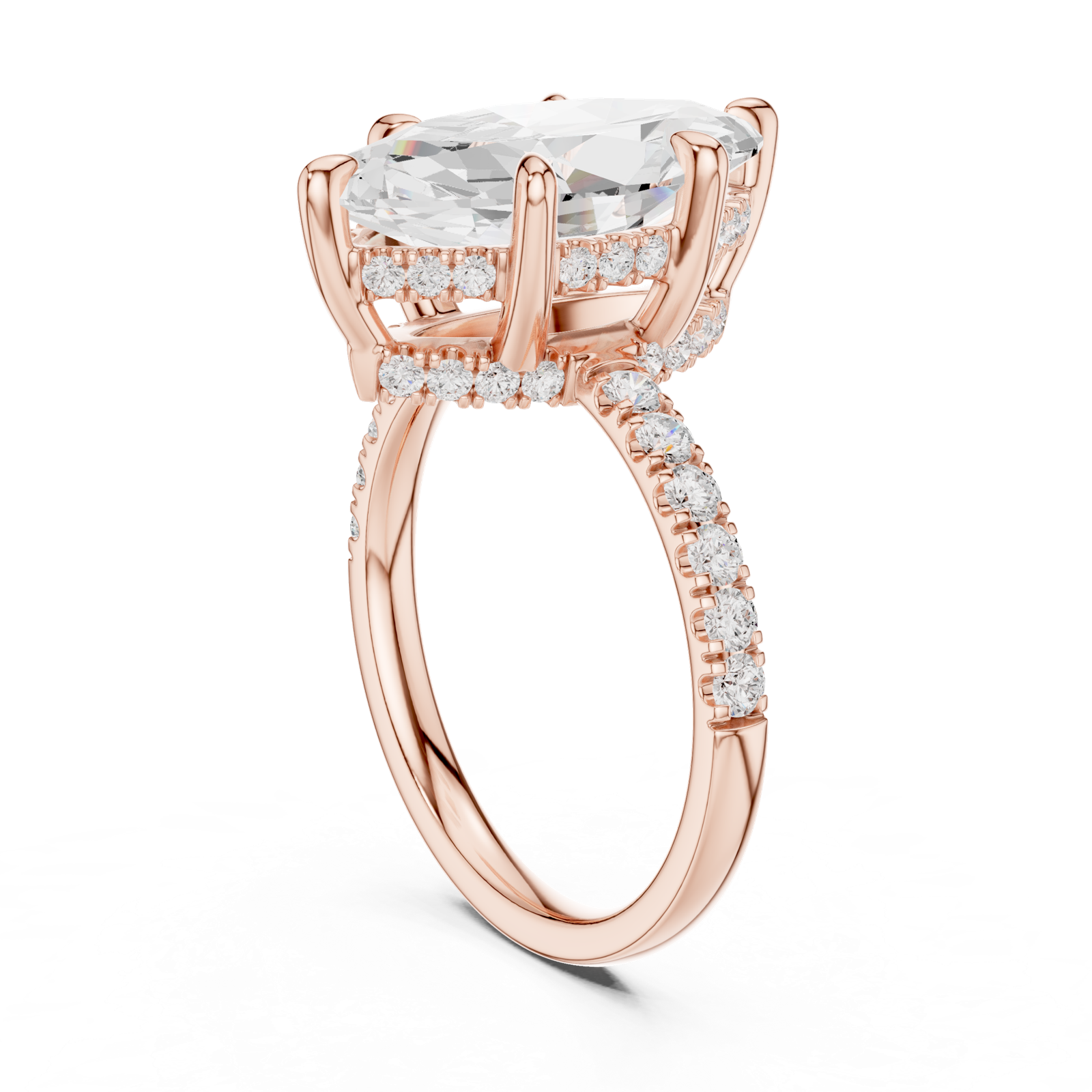 Gold Ring DDLR-259, Marquise center stone, Rose Gold, view 1