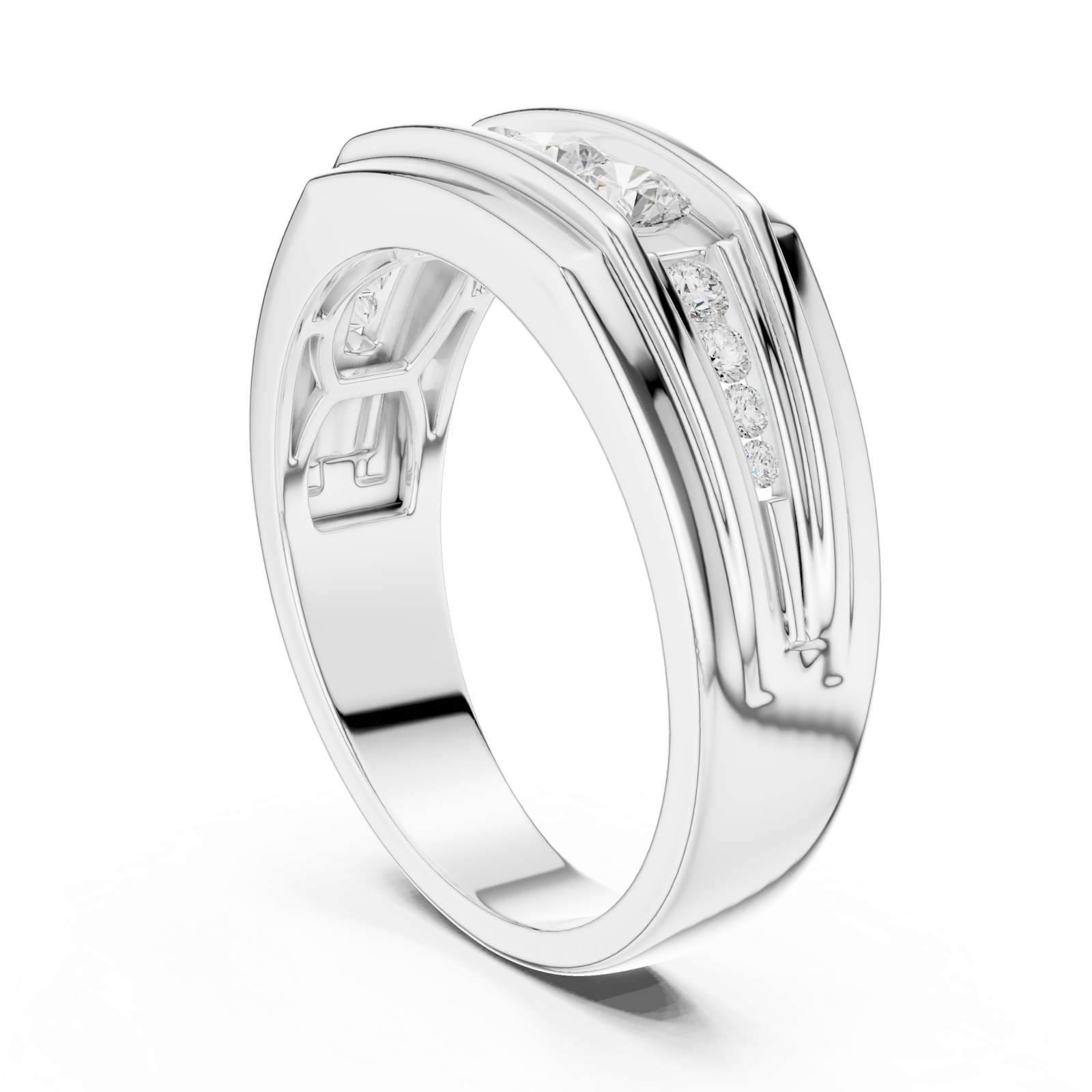 Gold Men's Ring GGR-0014, White Gold, view 1
