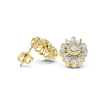 14K Solid Gold Lab Diamond Flower Cluster Earrings, Yellow Gold, view 1