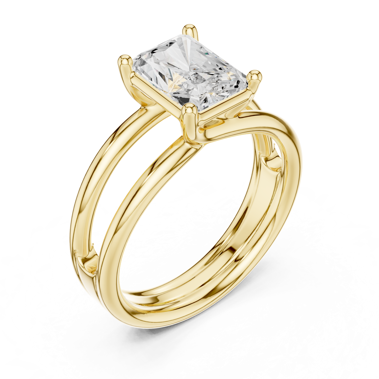 Gold Jewelry L36-9, Radiant center stone, Yellow Gold, view 2