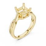 Gold Twisted Band Solitaire Engagement Ring, Asscher center stone, Yellow Gold, view 2