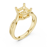 Gold Twisted Band Solitaire Engagement Ring, Asscher center stone, Yellow Gold, view 2