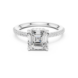 Gold Ring DDLR-177, Asscher center stone, White Gold, view 4
