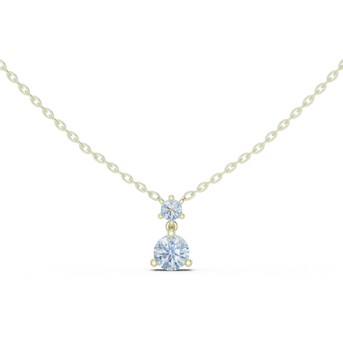 14K Solid Gold Lab Diamond Pendant Necklace, Yellow Gold
