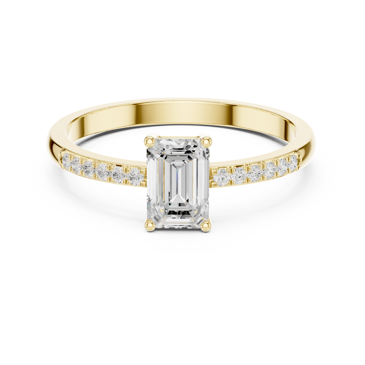 14K Solid Gold Lab Diamond Solitaire Ring, Yellow Gold