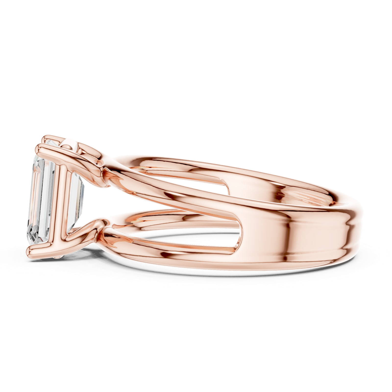 Gold Jewelry L36-9, Emerald center stone, Rose Gold, view 3