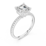 Gold Ring DDLR-177, Asscher center stone, White Gold, view 2