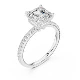 Gold Ring DDLR-177, Asscher center stone, White Gold, view 2