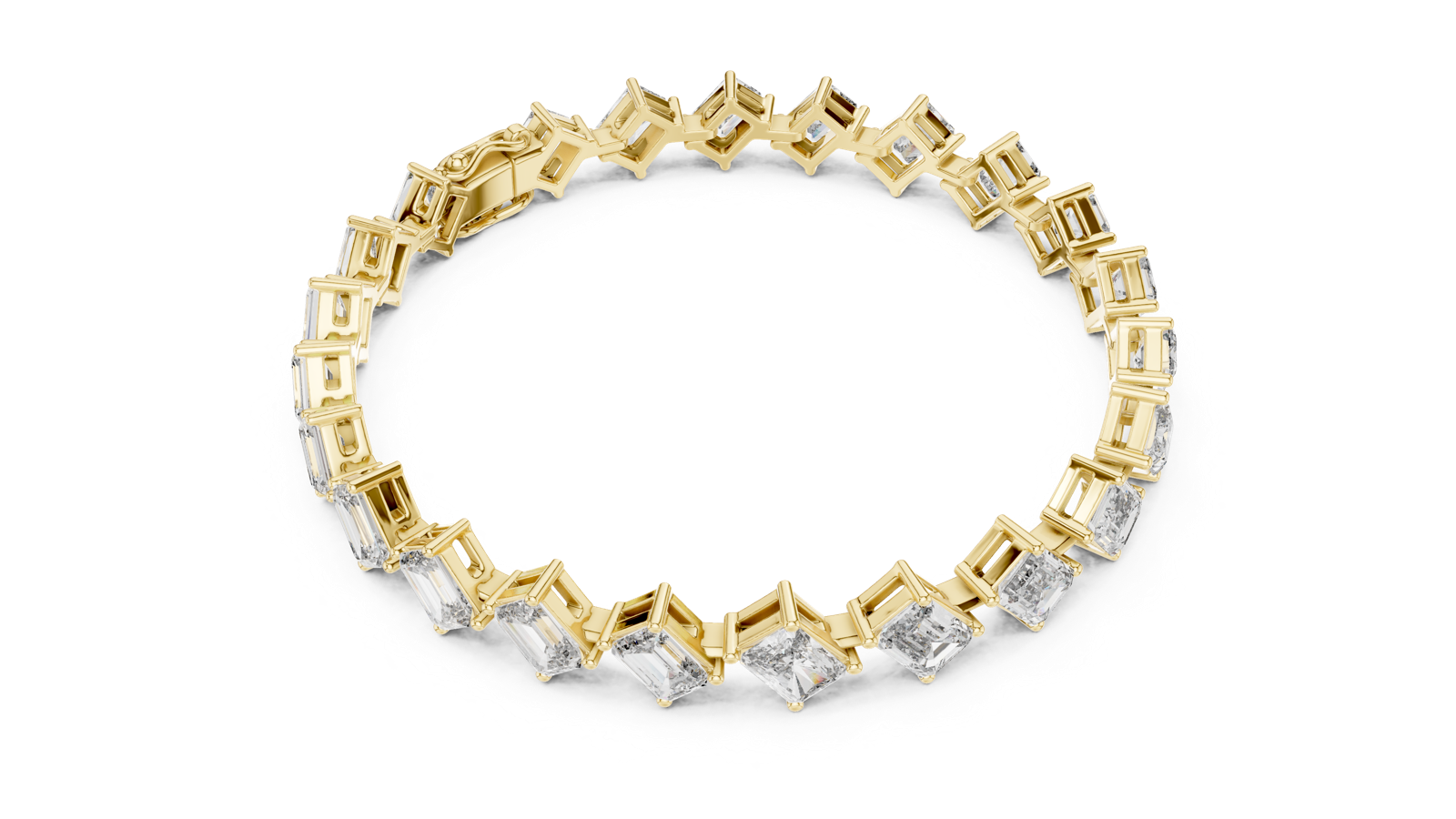 14K Solid Gold Lab Diamond Bracelet, Yellow Gold, view 2