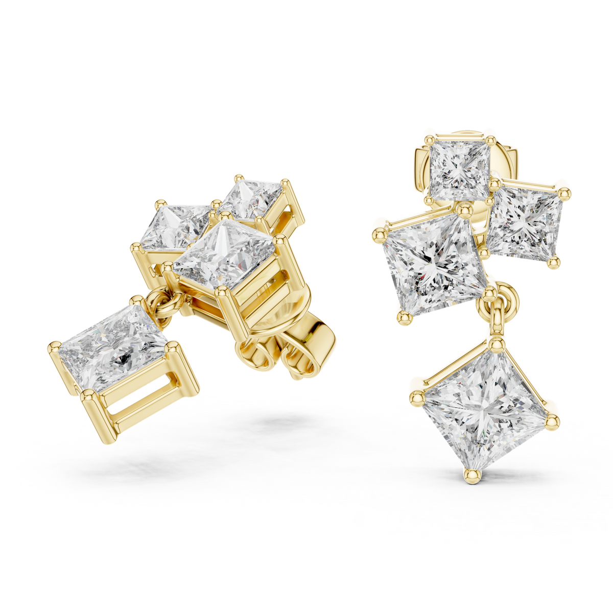 14K Solid Gold Lab Diamond Drop Earrings, Yellow Gold, view 1