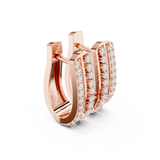 14K Solid Gold Lab Diamond Huggie Earrings, Rose Gold, view 1