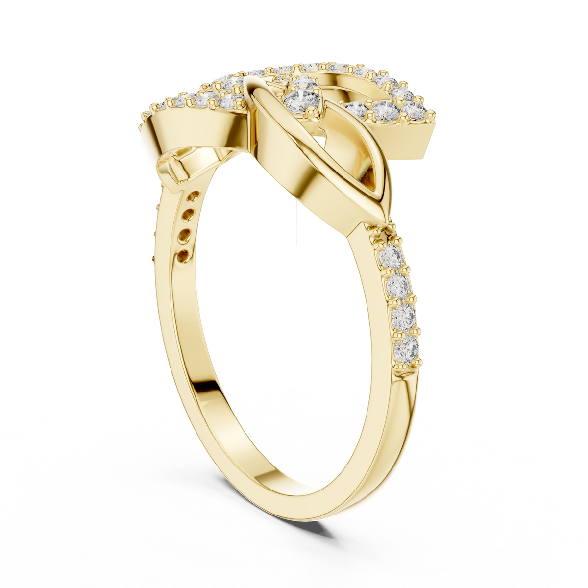 14K Solid Gold Lab Diamond Infinity Crossover Ring, Yellow Gold, view 1