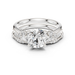 Gold Ring DDLR-299, Round center stone, White Gold