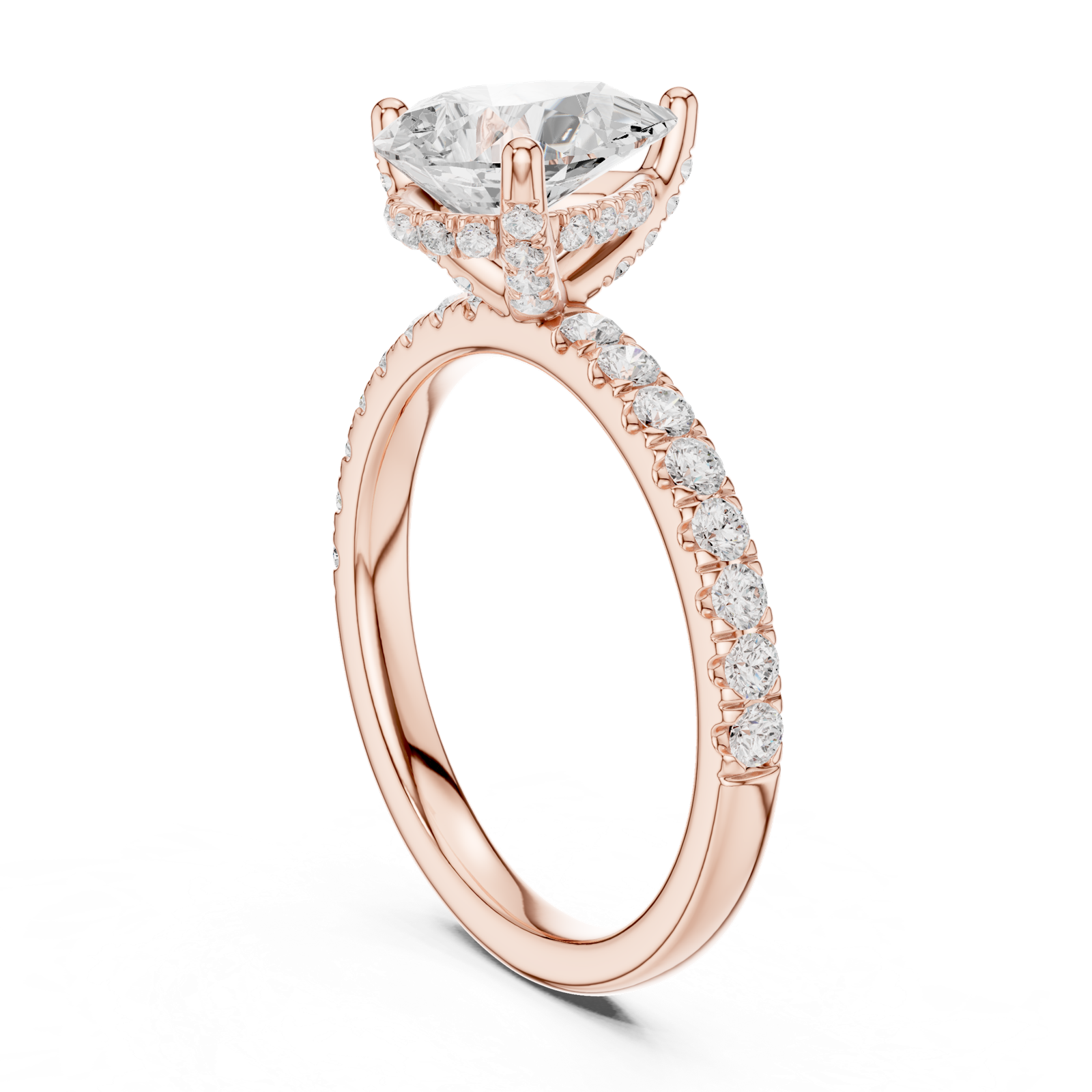 Gold Ring DDLR-161, Pear center stone, Rose Gold, view 1