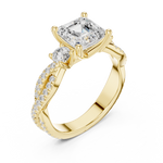 Gold Ring, Asscher center stone, Yellow Gold, view 2