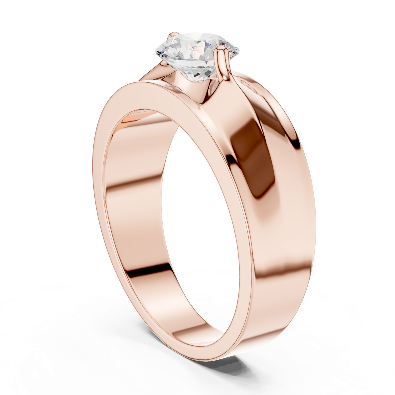 14K Solid Gold Lab Diamond Signet Ring, Rose Gold, view 1