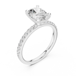 Gold Ring DDLR-040, Oval center stone, White Gold, view 2
