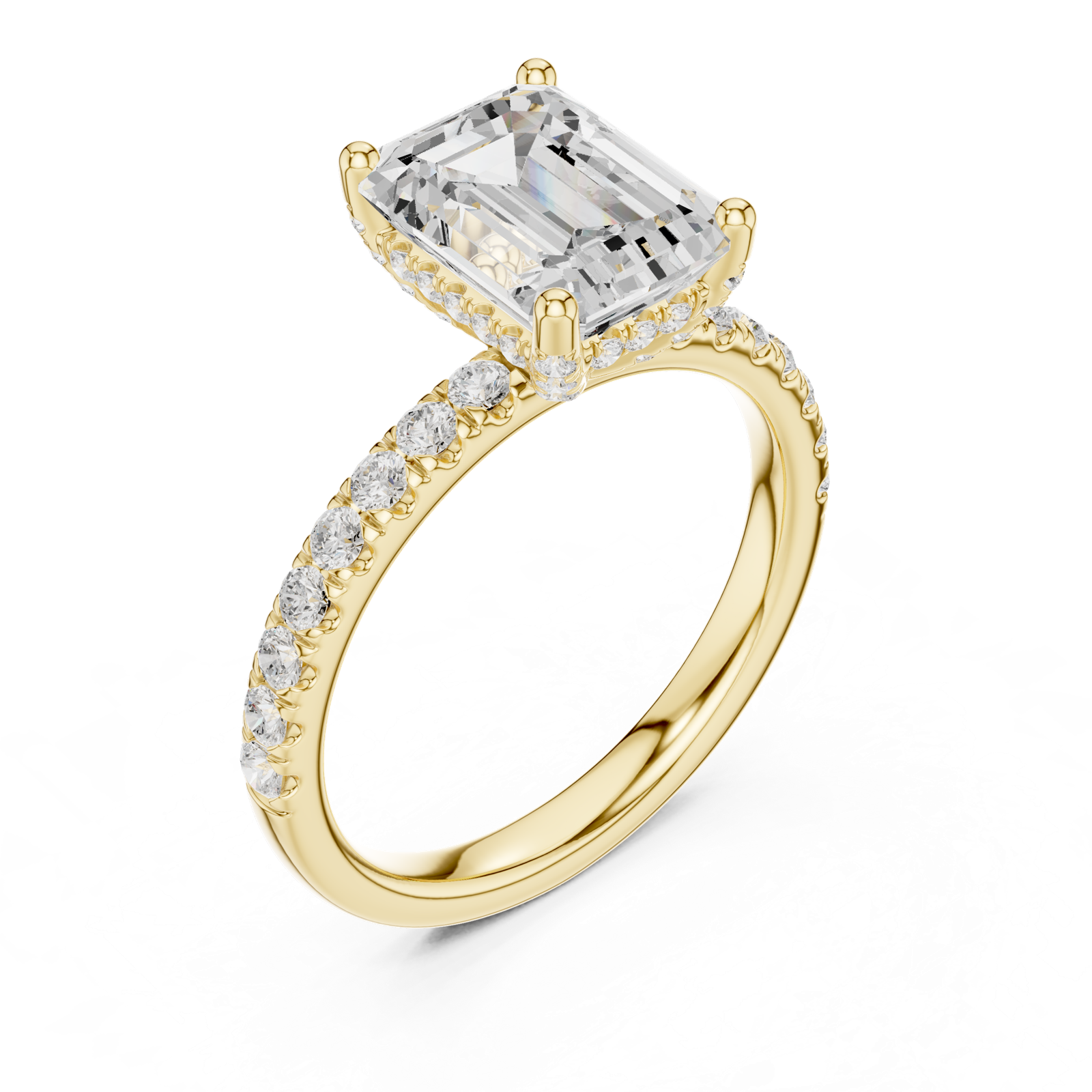 Gold Ring, Emerald center stone, Yellow Gold, view 2