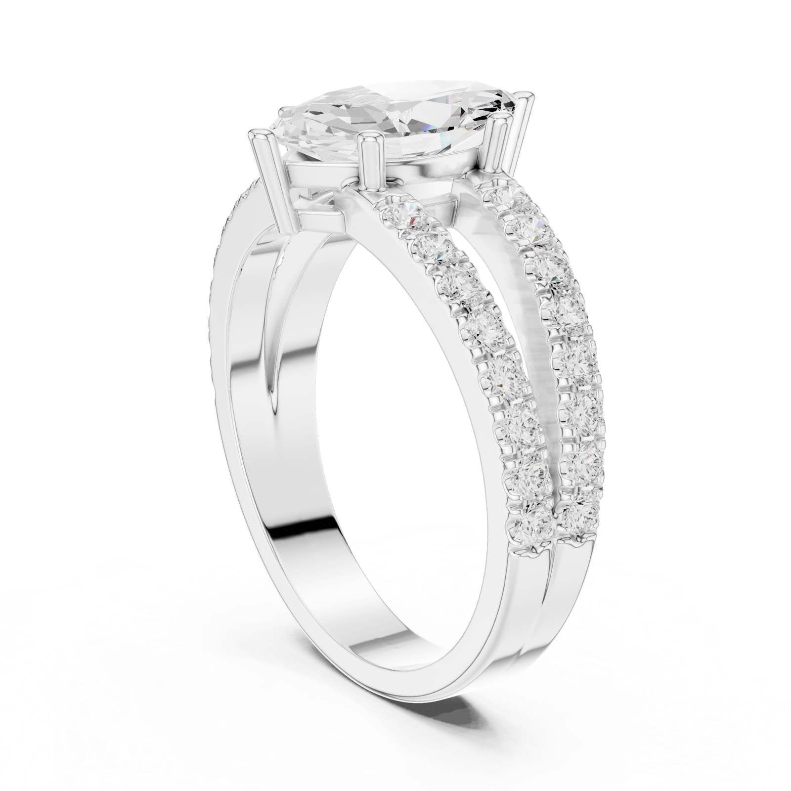 Gold Ring DDLR-1102, White Gold, view 1