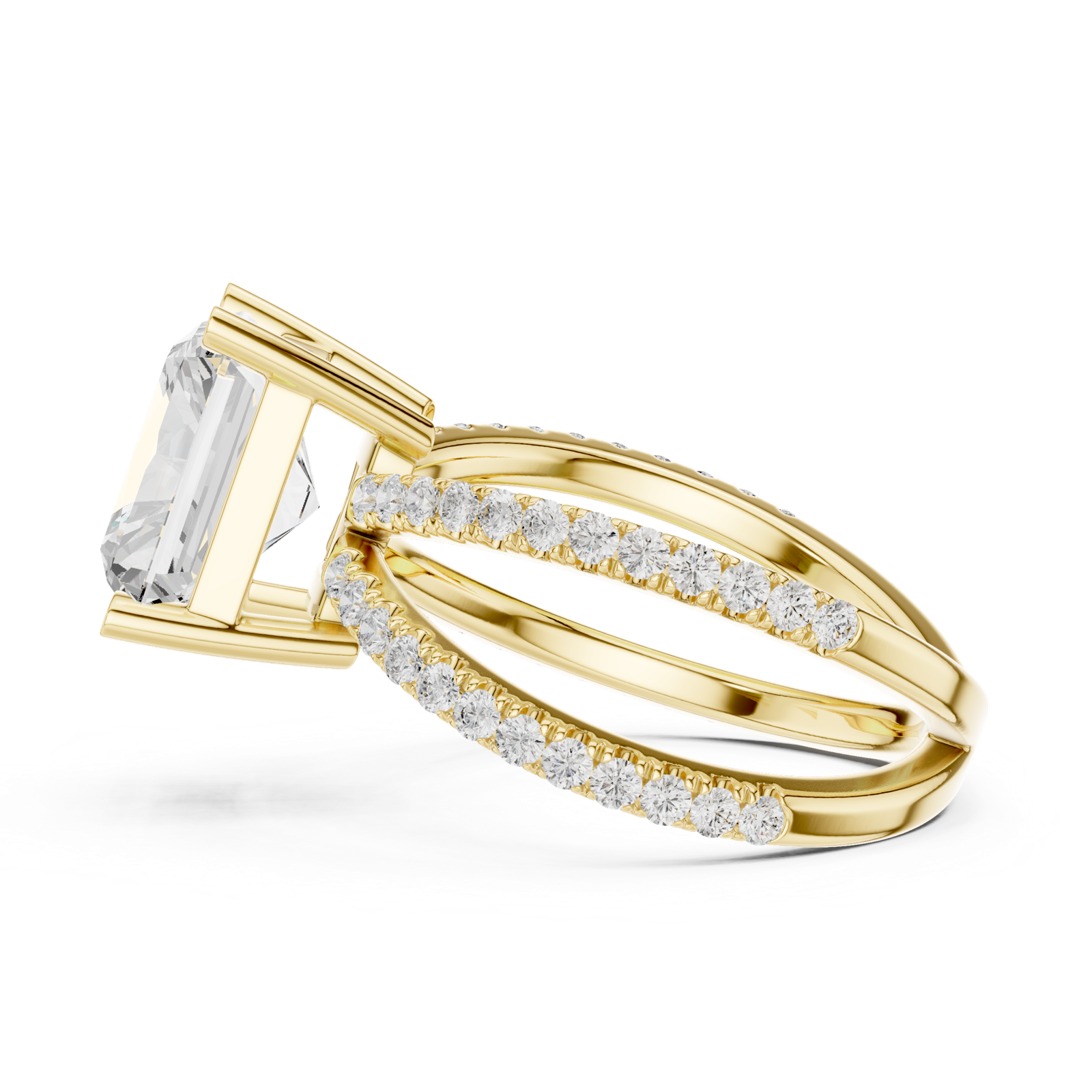 Gold Jewelry L36-25, Radiant center stone, Yellow Gold, view 3