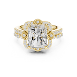 Gold Ring DDLR-442, Radiant center stone, Yellow Gold, view 4