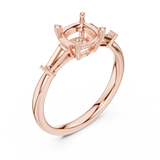 Gold Three-Stone Baguette Engagement Ring, Cushion center stone, Rose Gold, view 2
