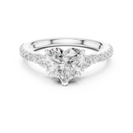 Gold Ring DDLR-037, Heart center stone, White Gold, view 4