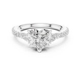 Gold Ring DDLR-037, Heart center stone, White Gold, view 4