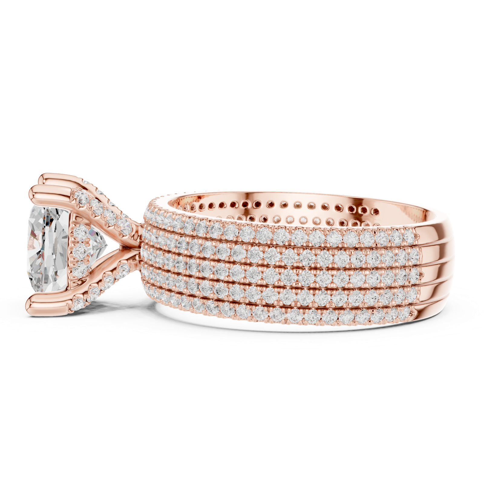 Gold Ring, Cushion center stone, Rose Gold, view 3