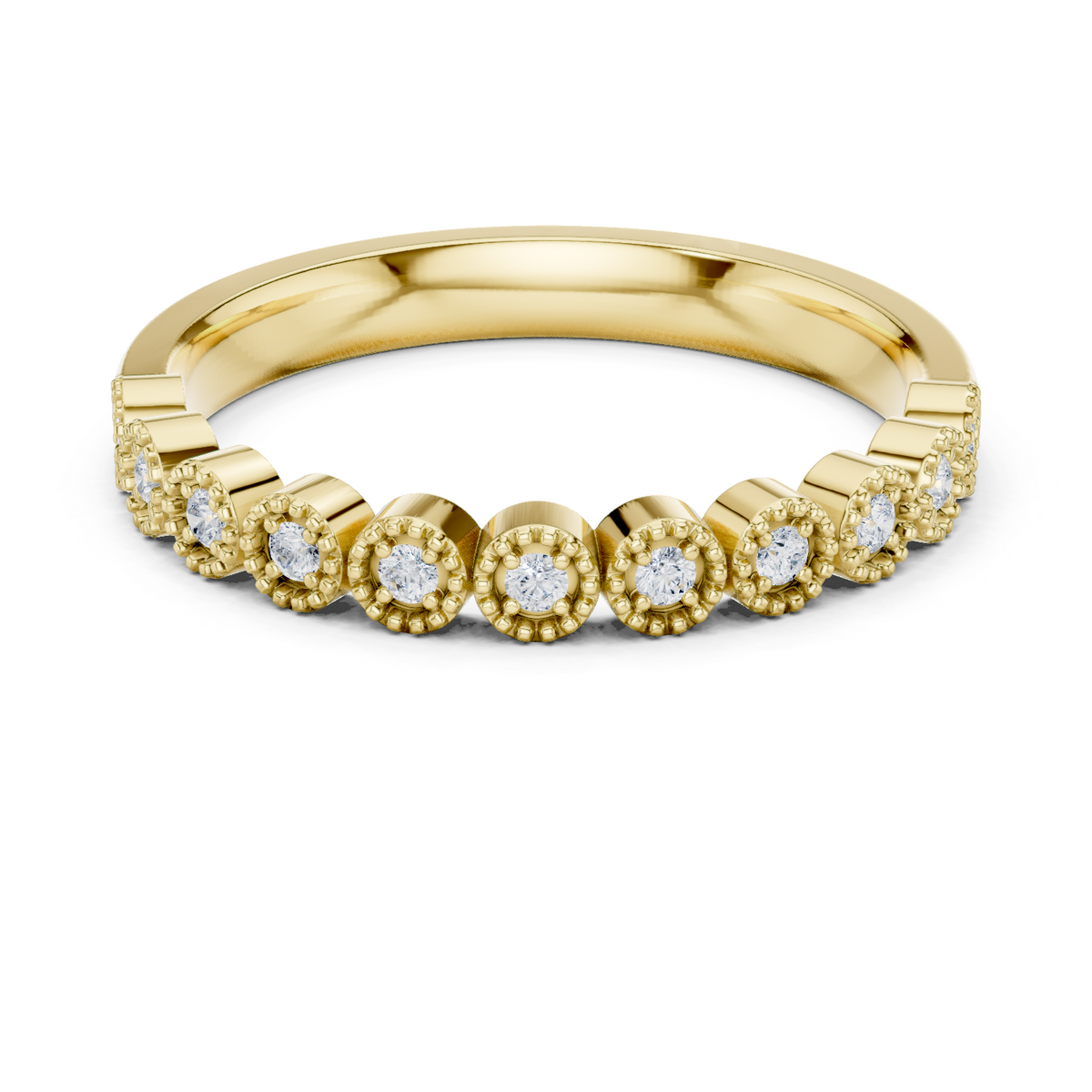 14K Solid Gold Lab Diamond Band Ring, Yellow Gold