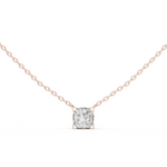 14K Solid Gold Lab Diamond Solitaire Pendant Necklace, Rose Gold