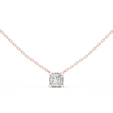 14K Solid Gold Lab Diamond Solitaire Pendant Necklace, Rose Gold
