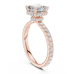 Gold Ring DDLR-165, Asscher center stone, Rose Gold, view 1