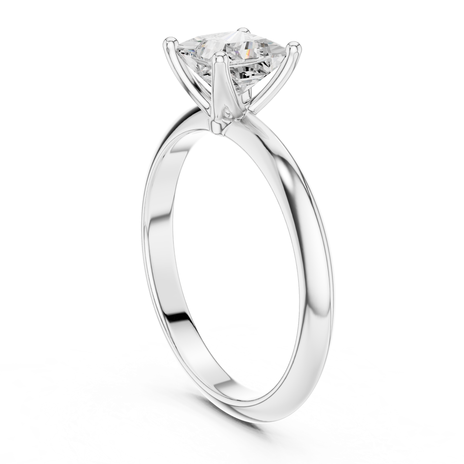 Gold Jewelry L36-6, Princess center stone, White Gold, view 1