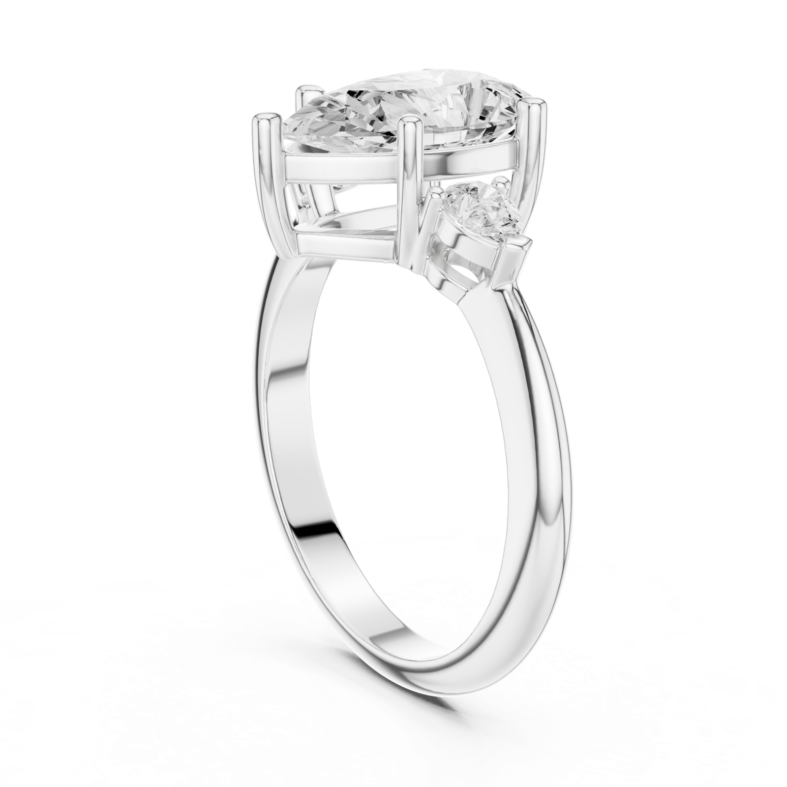 Gold Jewelry L35-66, Pear center stone, White Gold, view 1