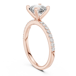 Gold Ring DDLR-040, Cushion center stone, Rose Gold, view 1