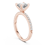 Gold Ring DDLR-040, Cushion center stone, Rose Gold, view 1