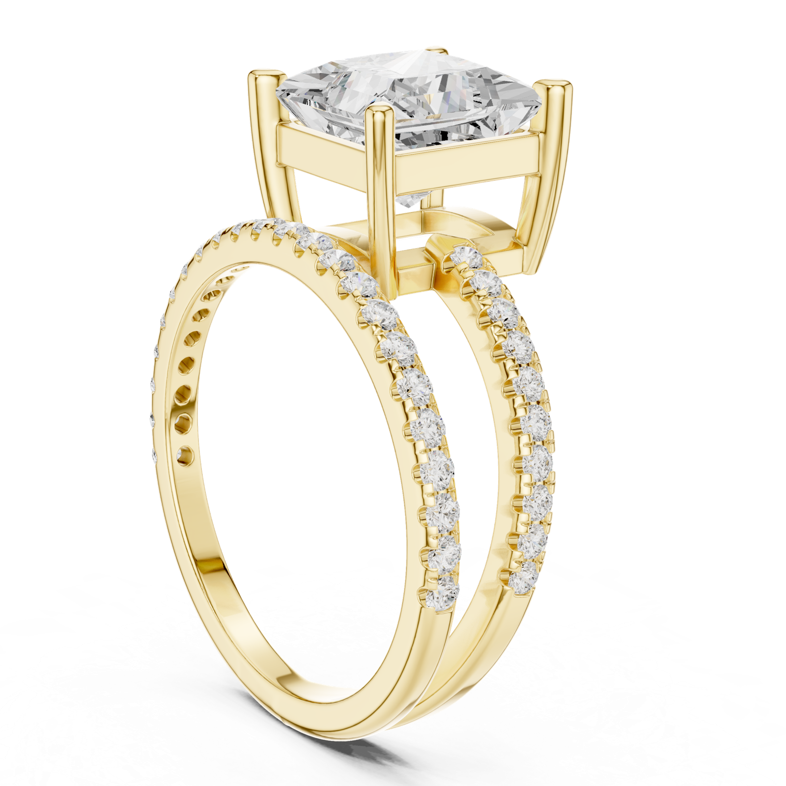 Gold Jewelry L35-39, Princess center stone, Yellow Gold, view 1