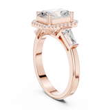 Gold Ring DDLR-342, Radiant center stone, Rose Gold, view 1