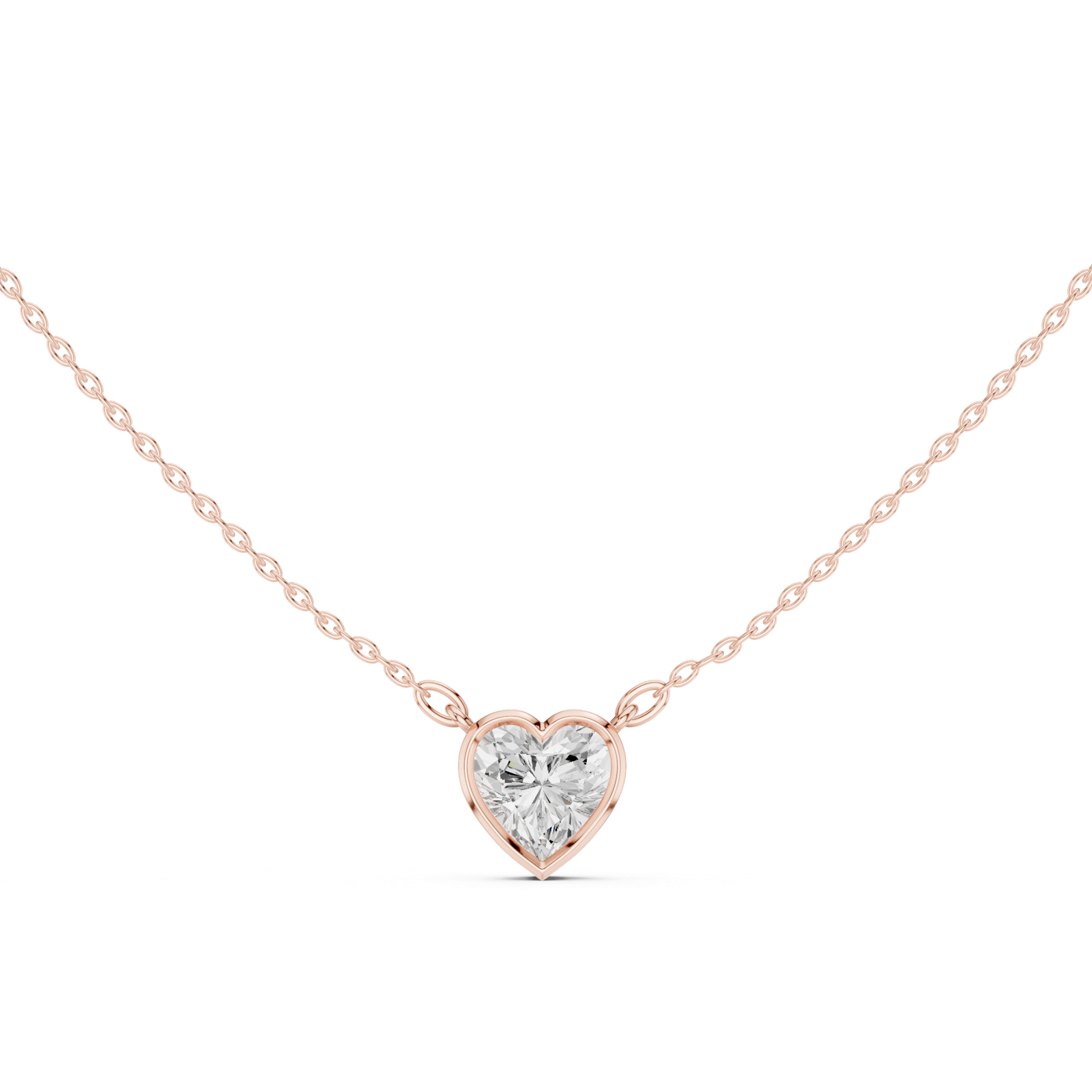 Gold Jewelry, Heart center stone, Rose Gold, view 4