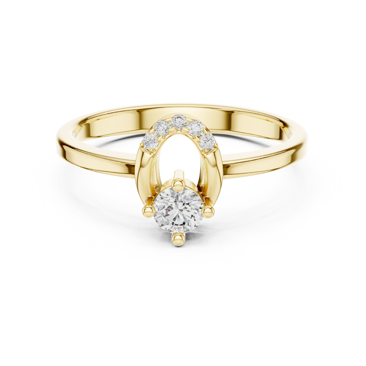 14K Solid Gold Lab Diamond Solitaire Ring, Yellow Gold
