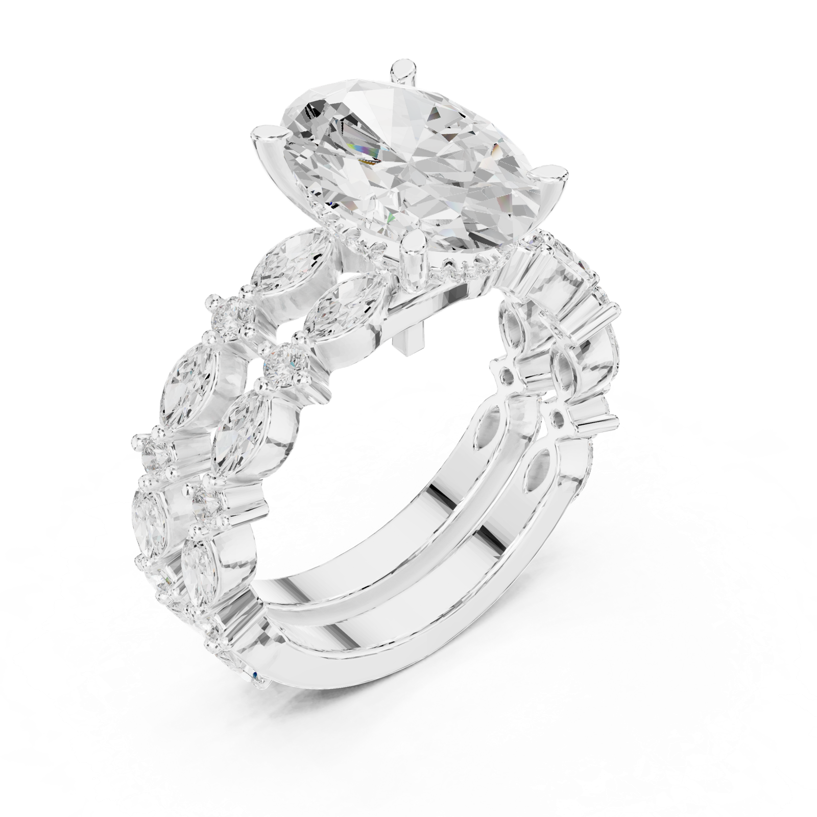 Gold Ring DDLR-301, White Gold, view 2