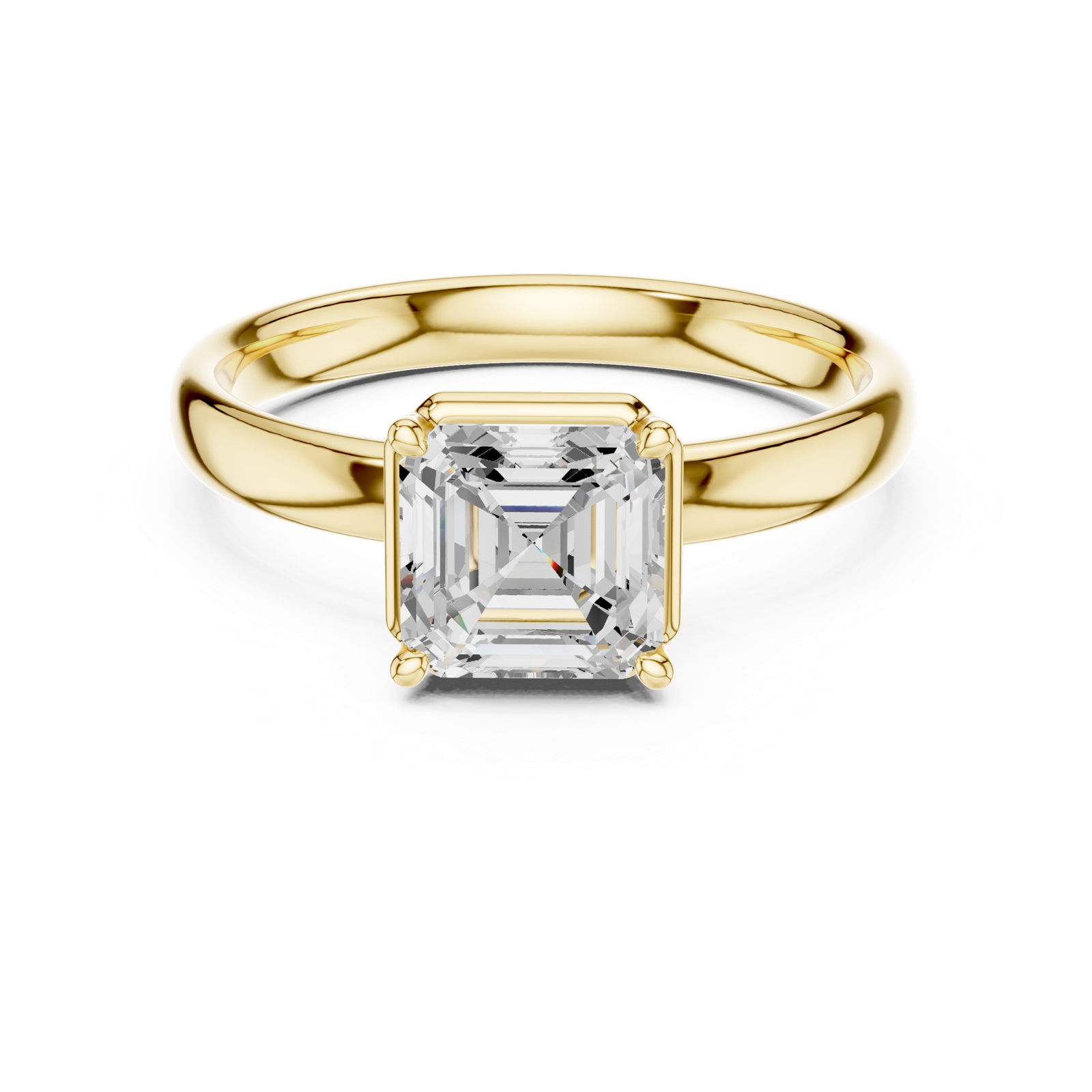 Gold Jewelry, Asscher center stone, Yellow Gold, view 4