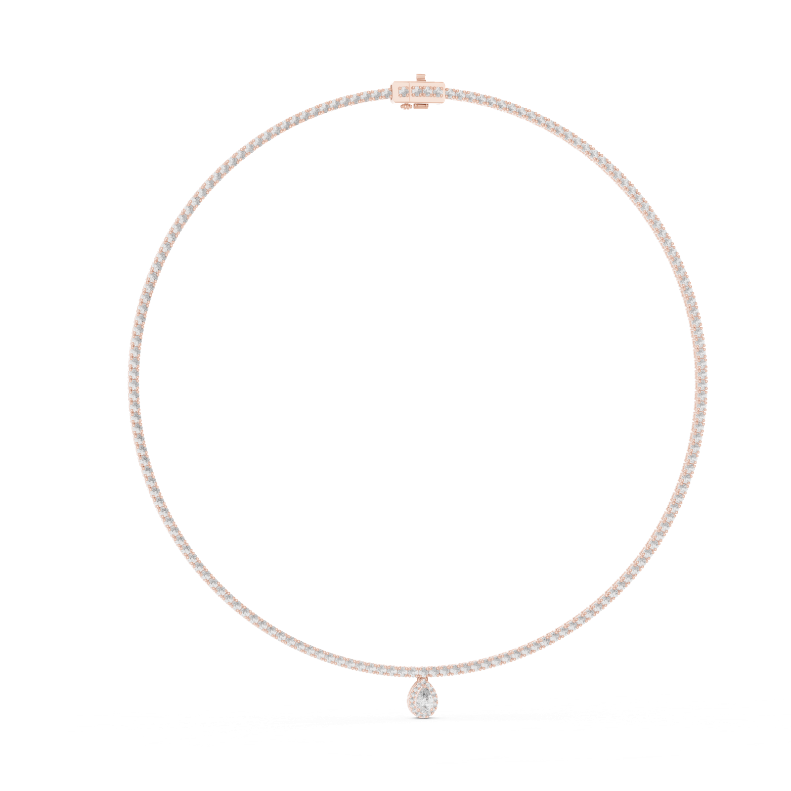 14K Solid Gold Lab Diamond Solitaire Pendant Necklace, Rose Gold, view 1