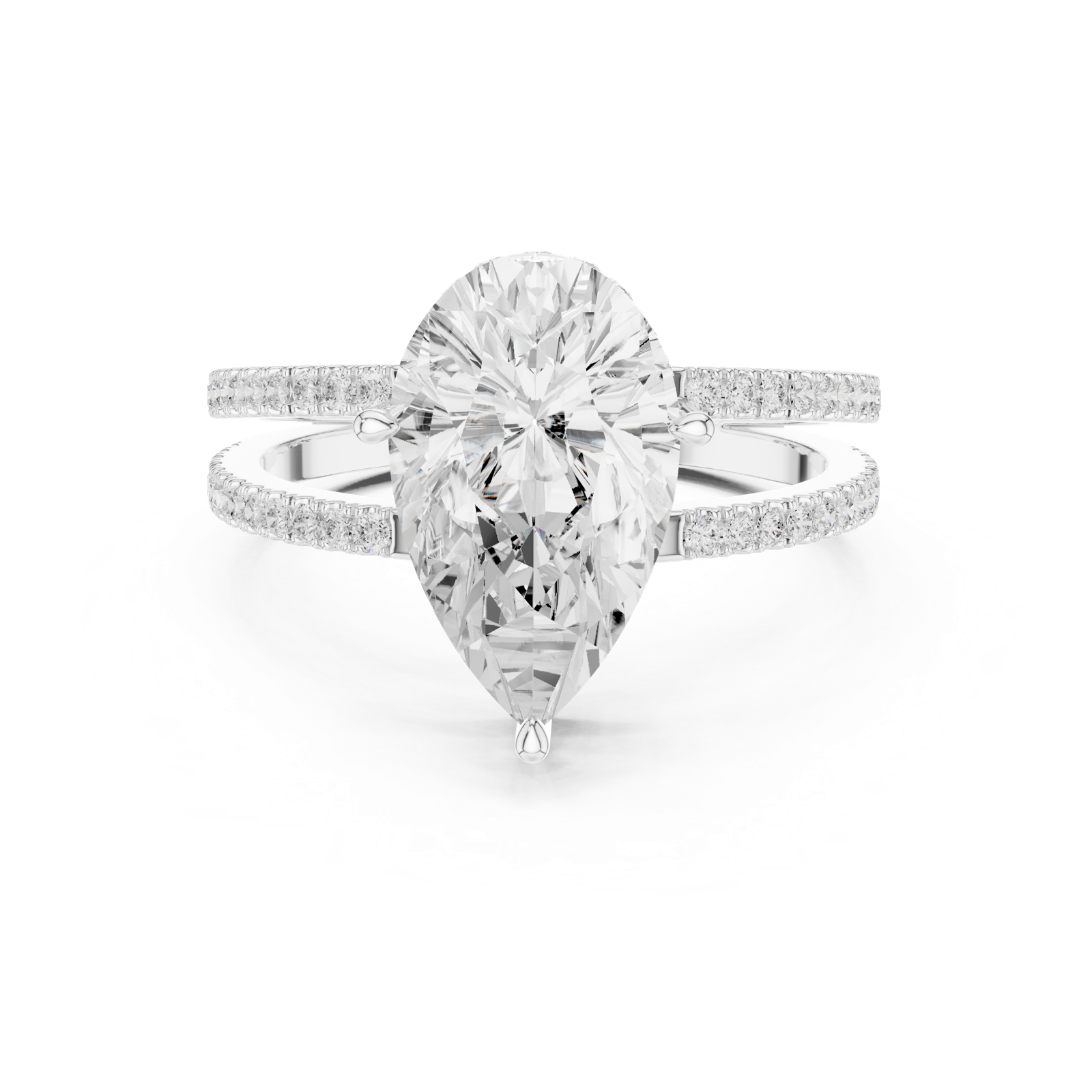 Gold Jewelry L36-13, Pear center stone, White Gold, view 4