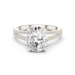 Gold Ring DDLR-252, Oval center stone, White Gold