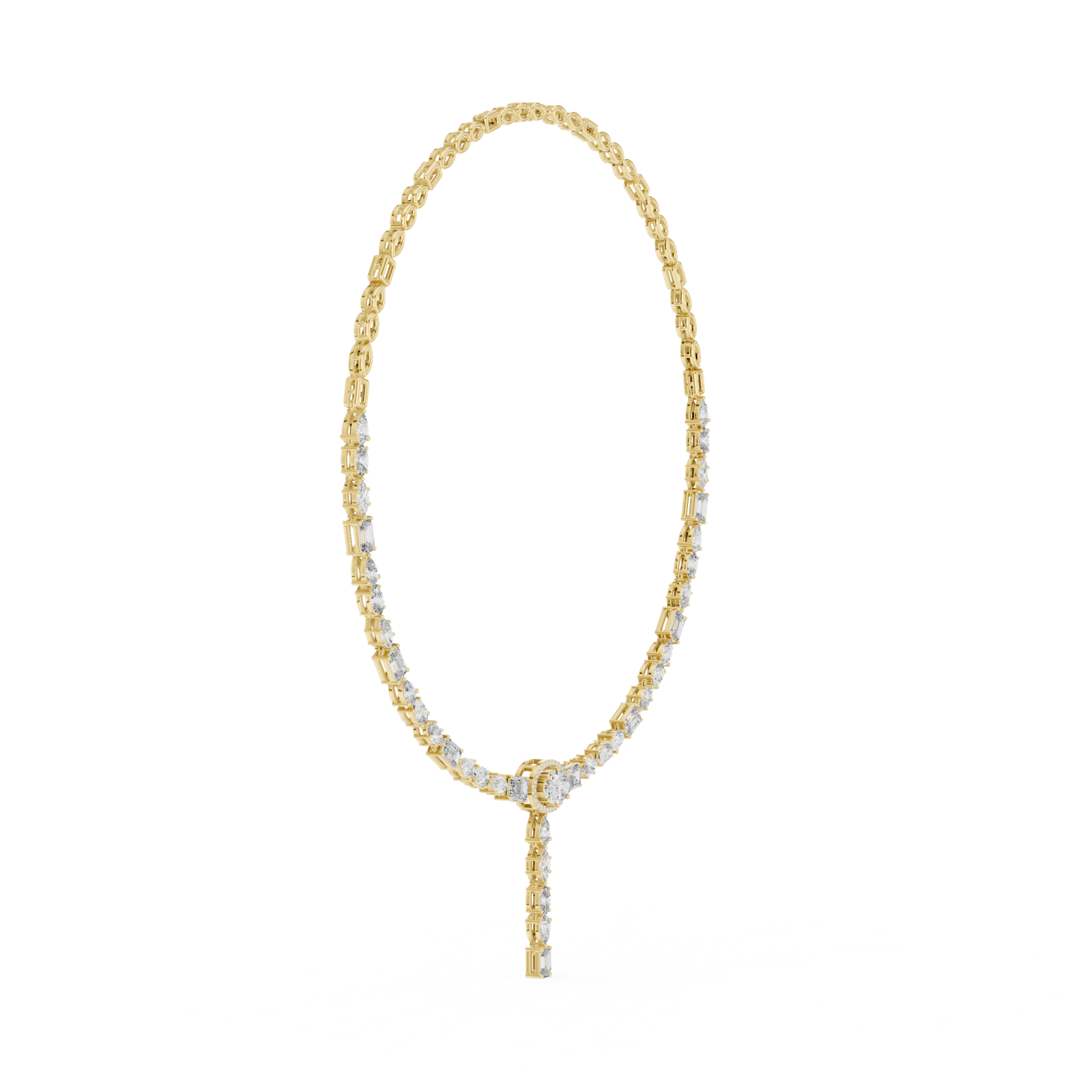 14K Solid Gold Lab Diamond Tennis Necklace, Yellow Gold, view 3
