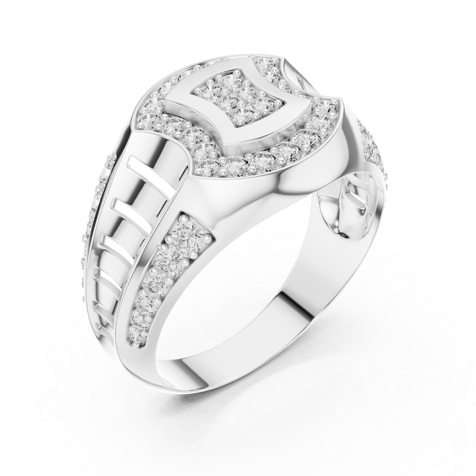 Gold Ring LR-01 (36), White Gold, view 2